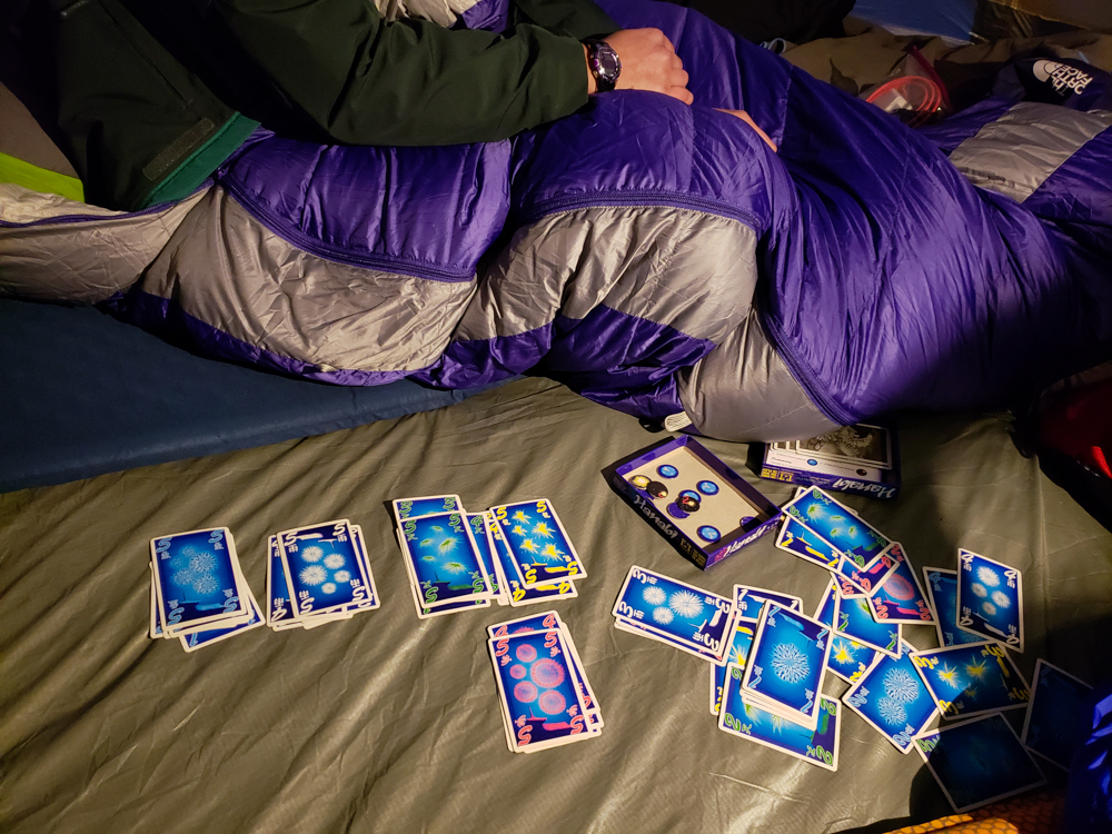 Hanabi cards from our game