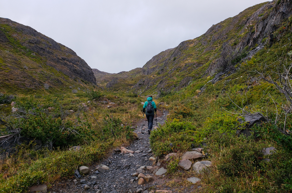 Happy Lara walking through the valley before she blew away