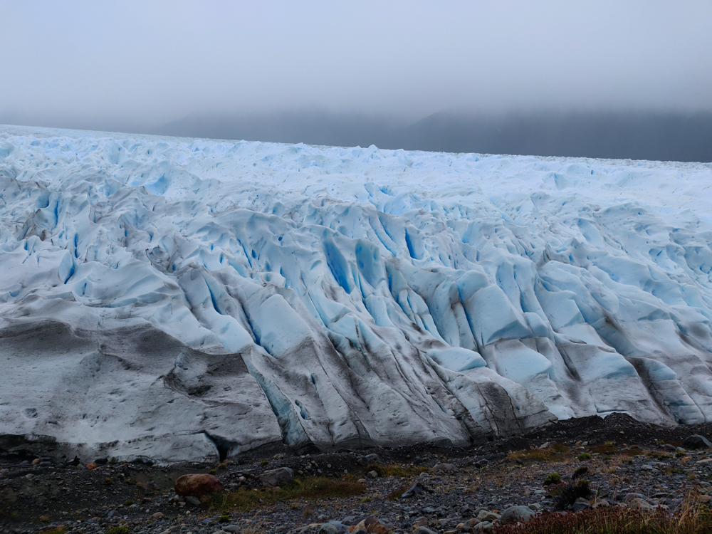 Close-up view of the glacier edge