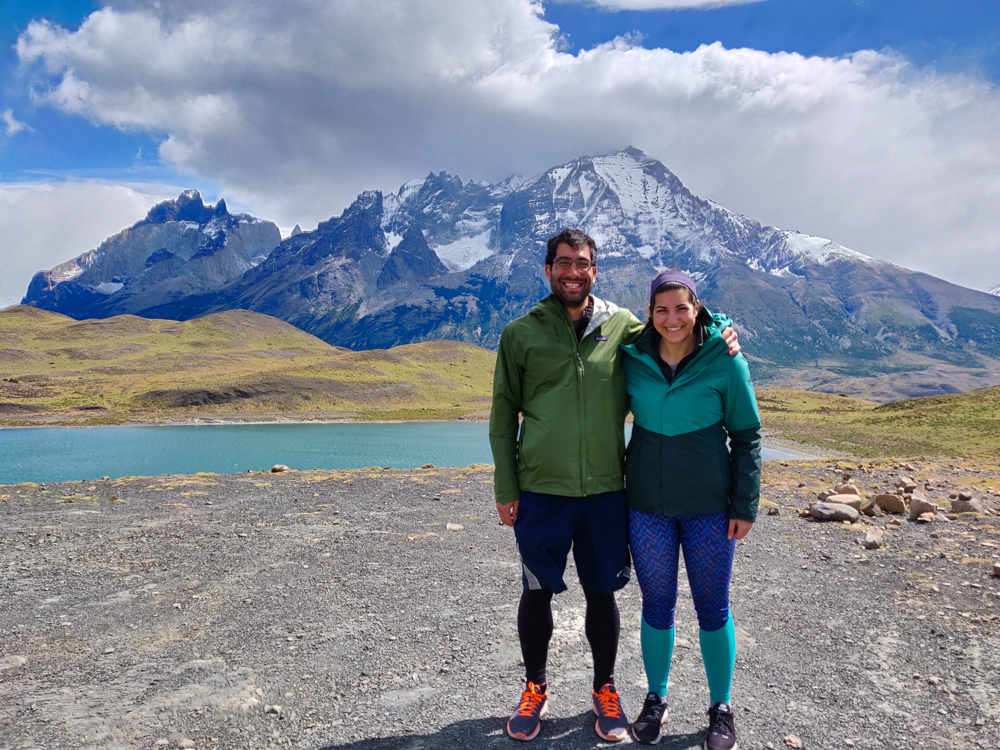 Mike and me with a lake and moutains