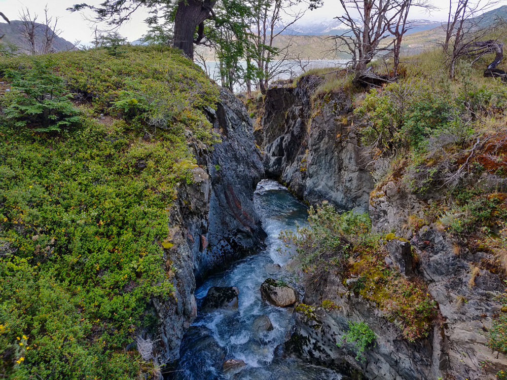 View of a little river gorge from the bridge