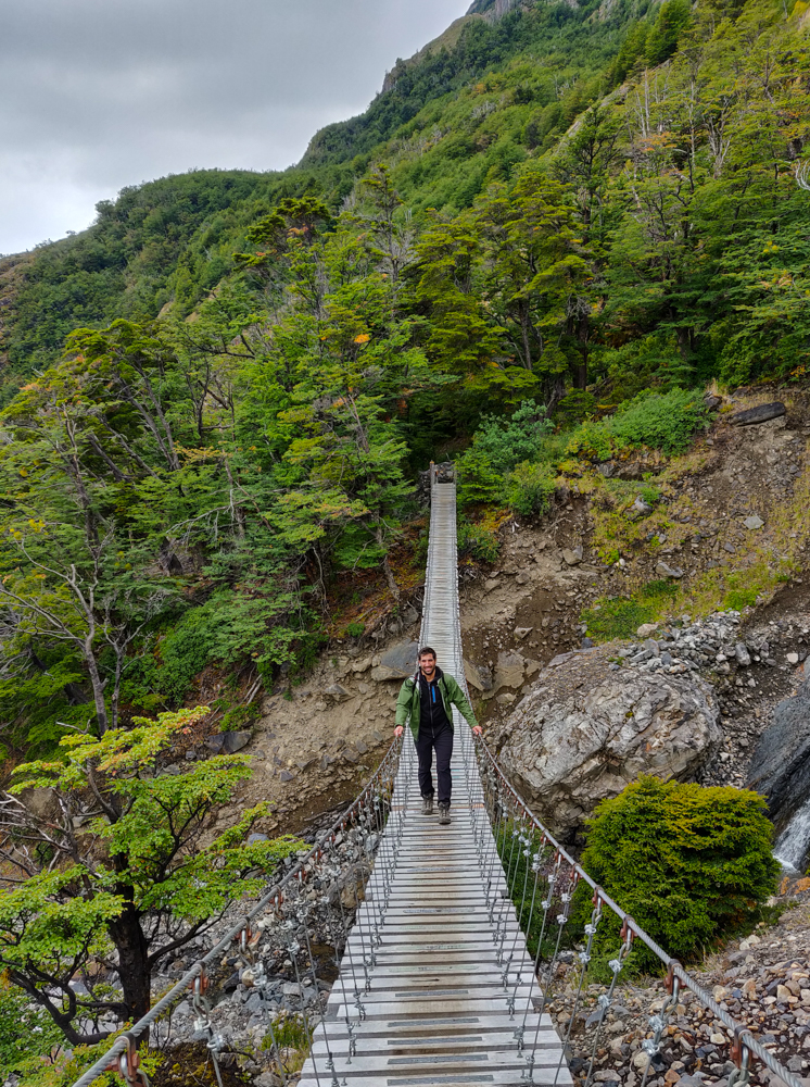 Mike on the suspension bridge