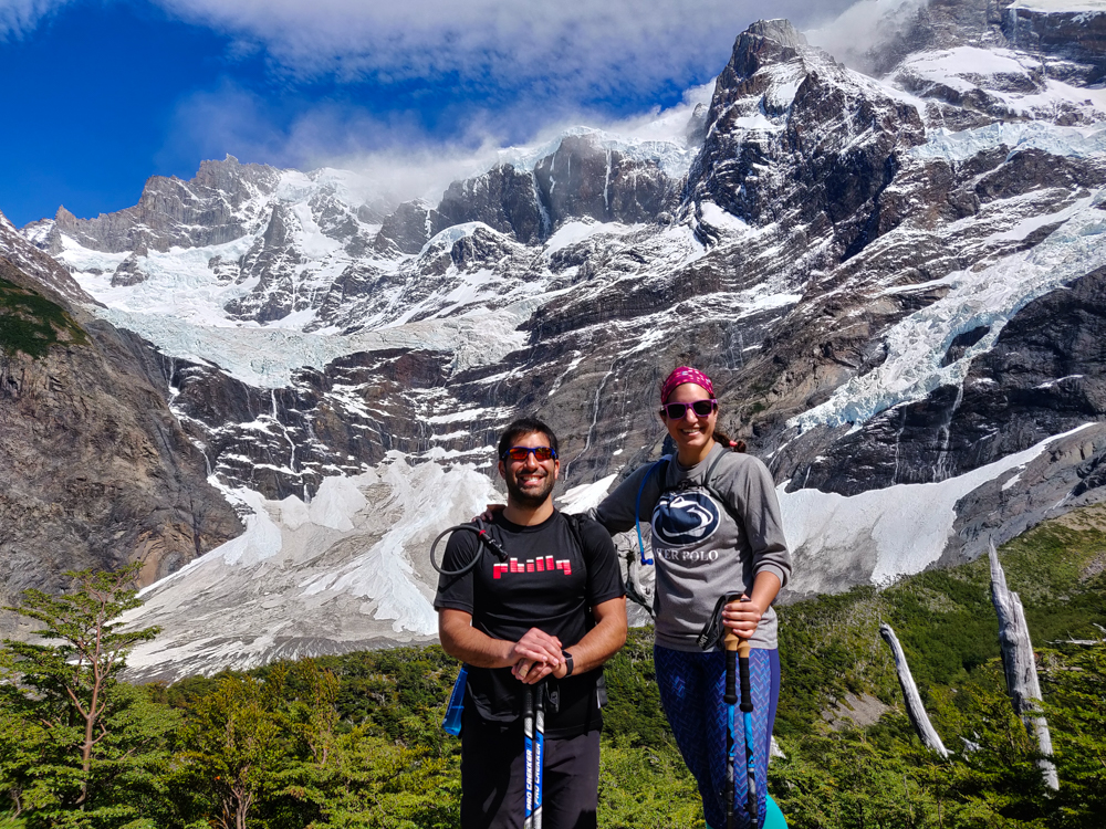 Me standing on a rock and short Mike with the mountain behind us