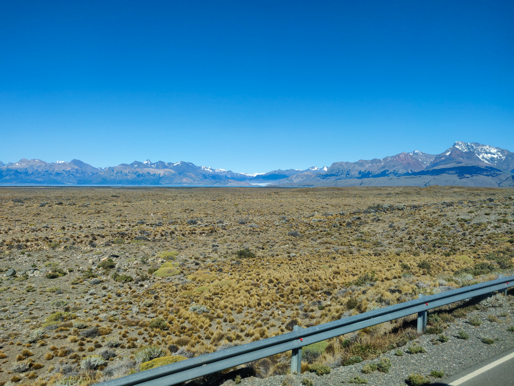 Flat landscape with mountains in the distance