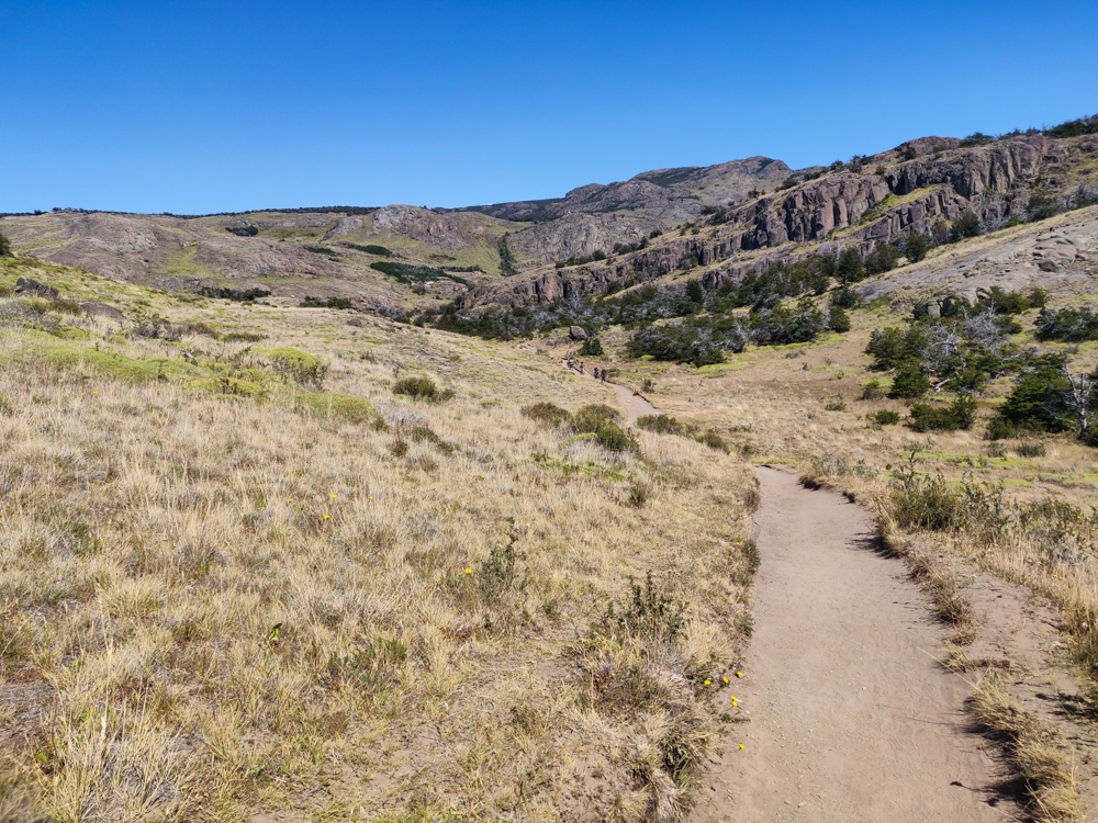 The trail with blue, clear skies