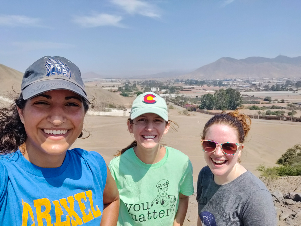 Selfie with the neighborhood in the background