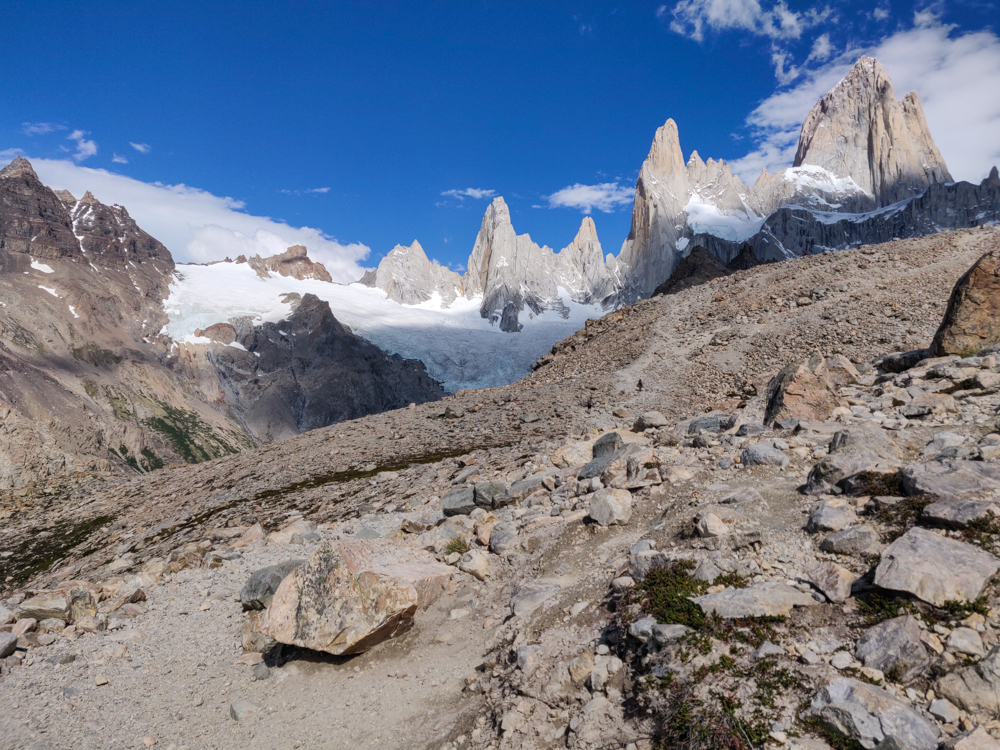 The rock peaks just over a ridge