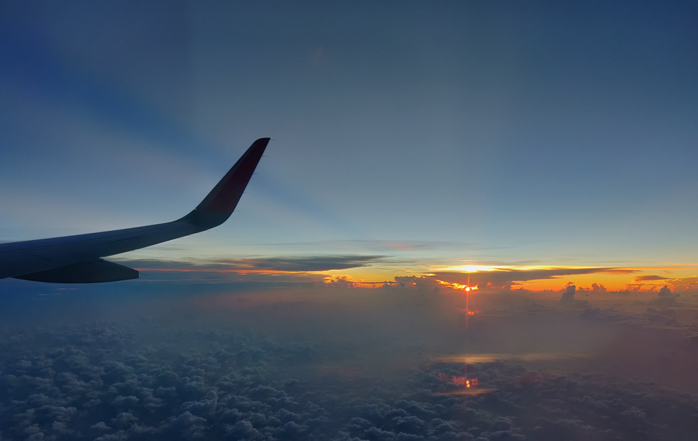 Sunset view from the airplane window