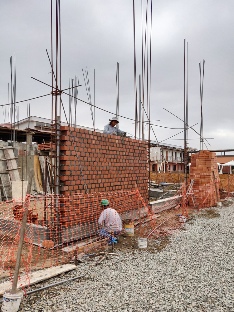 Guys working on the brick walls