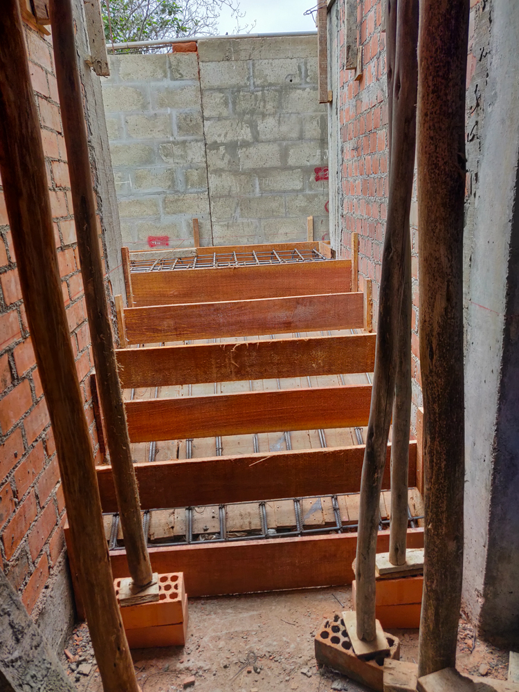 Formwork in place for the stairs