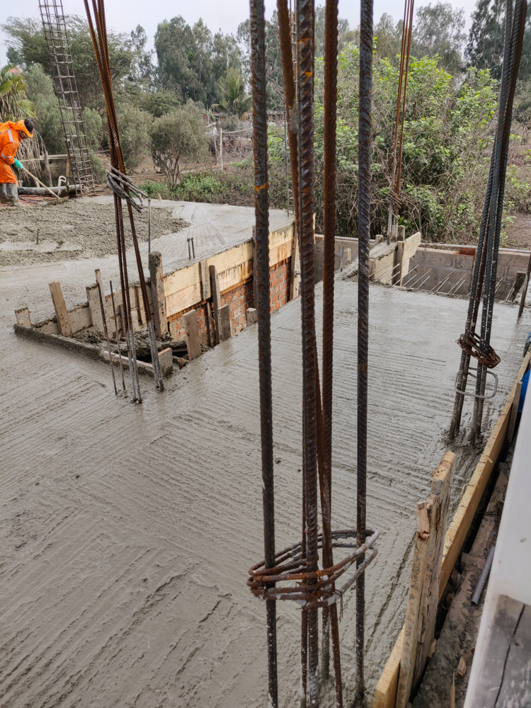 Wet concrete on the stairs