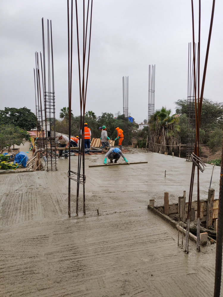 Almost finished pouring the concrete