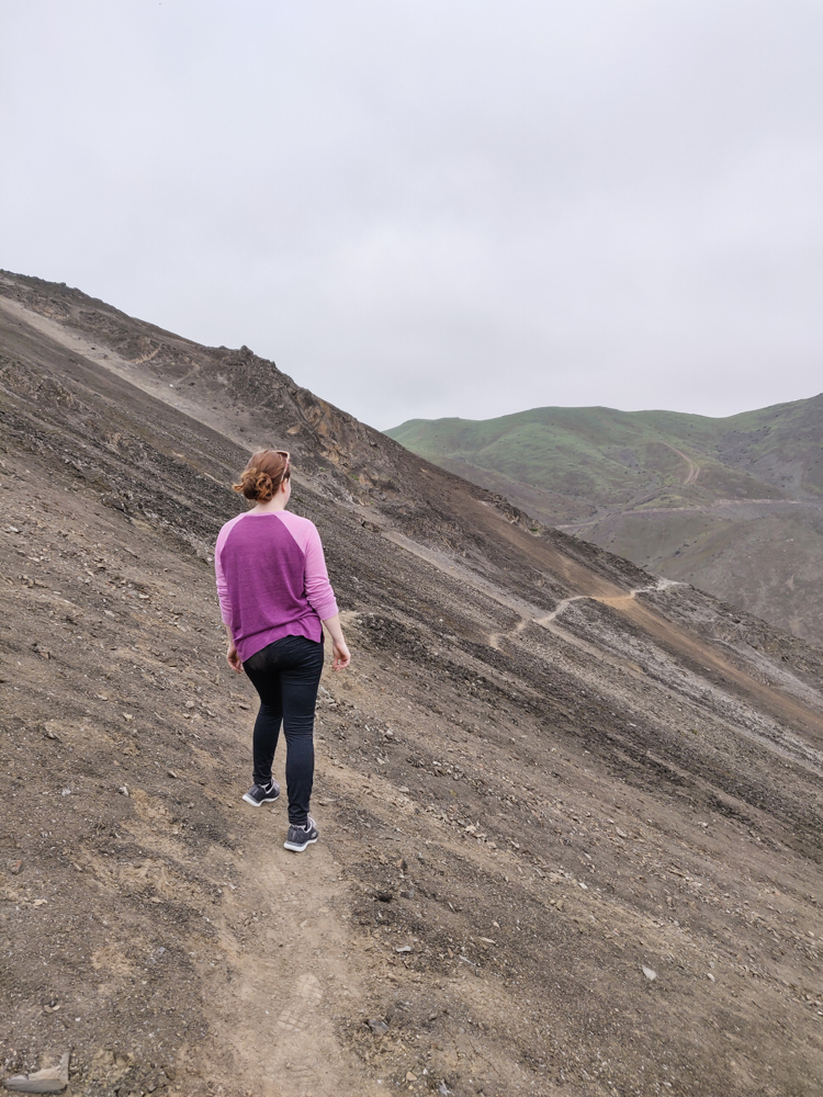 Jocelyn walking on the little path