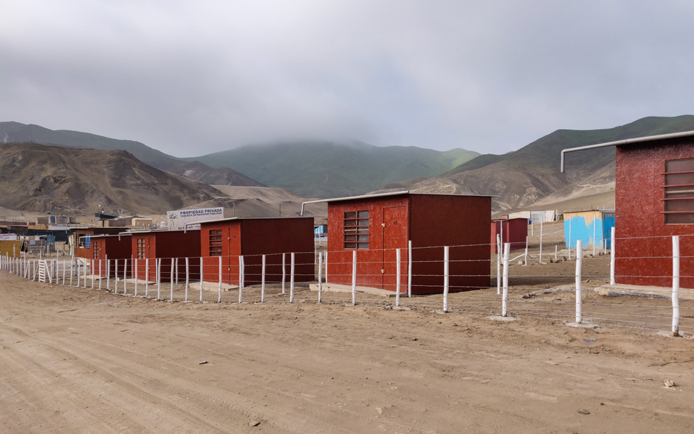 Line of identical little houses